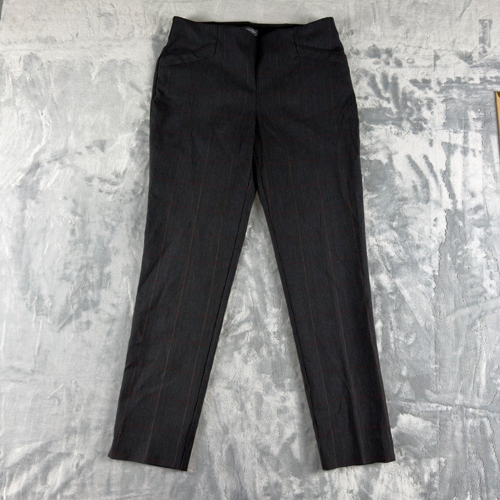 Van Heusen Womens Grey Plaid Stretch Waist Dress Pants Size 6 Regular